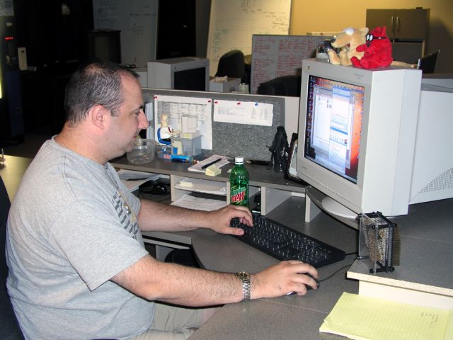 Amon at his desk